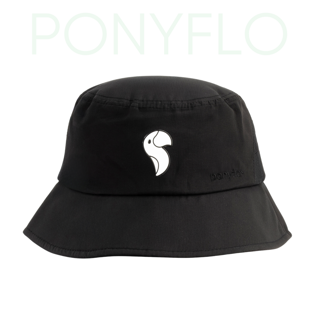 BLACK BUCKET HAT PONYFLO