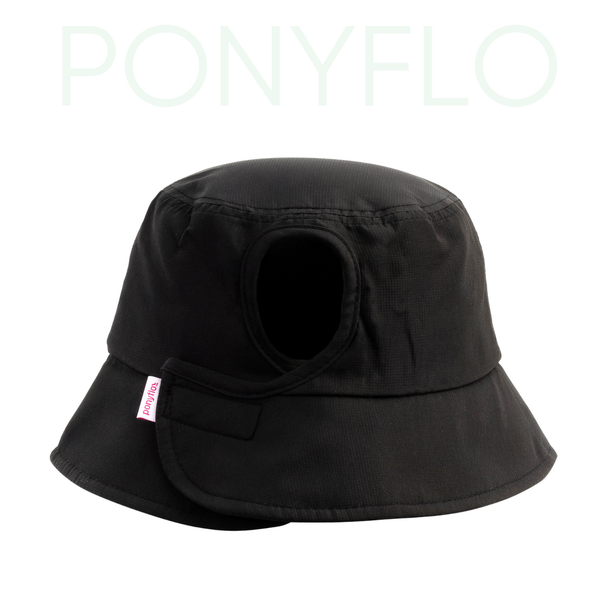 BLACK BUCKET HAT PONYFLO